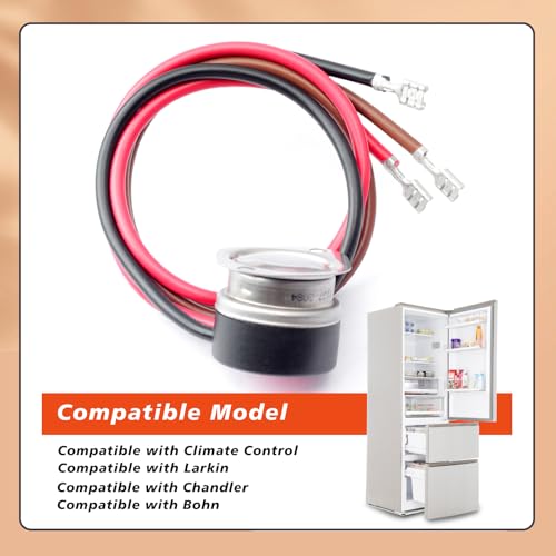 Mhrxusd 5709L 4751C 3-Wire Refrigerator Defrost Thermostat Replacement for Climate Control for Larkin for Chandler for Bohn Fan & Defrost Terminator Parts, 55°F-35°F Range 25V AC 120 240