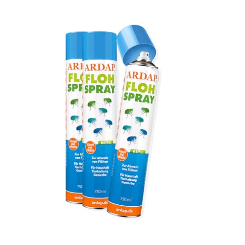 ARDAP Repell Flohspray für Wohnung und Möbel 3 x 750ml - Alternative zum ARDAP Fogger gegen Flöhe/Floh Fogger - Flohmittel für Wohnung - Umgebungsspray Flöhe - Wirkt schnell (PT19)