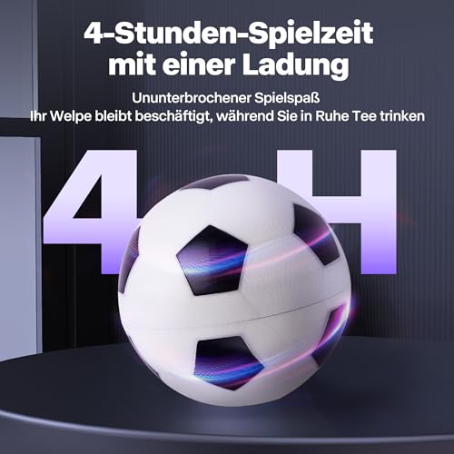 Pet Prime Interaktiver Spielball für Hunde Typ-C Ladung Intelligenter Sensor Hundespielzeug elektrischer Ball mitteler großer Hunde Fußball 8cm Robust Sicher & Wasserfest für Innen/Außen (Fußball)