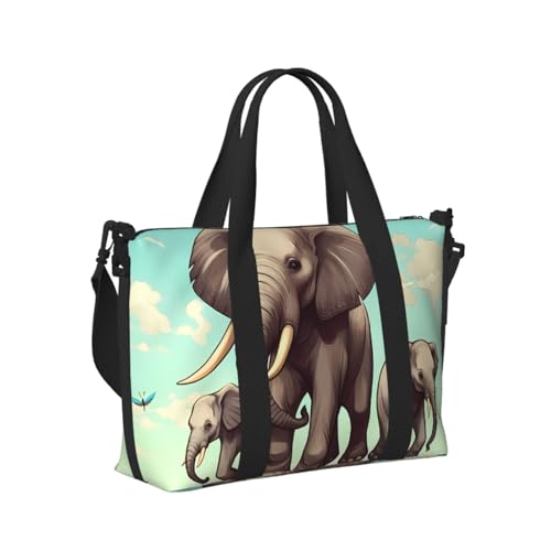 Travel Duffel Bag for Men Gym Bag, Elephants Luggage Bag with Shoulder Strap, Large Gym Tote Bag for Women, Weekender Overnight Bag, Foldable Carry on Bag for Airplane2