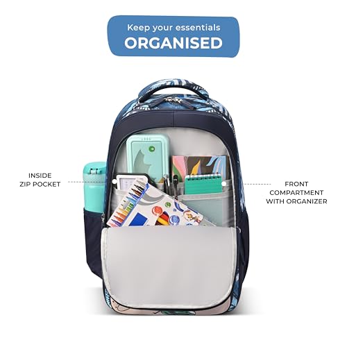 Image of Gear Frolic 17 inch /20L Medium Water Resistant School Bag /Casual Backpack /Daypack /Laptop Bag for Boys /Girls (Blue - Cream)