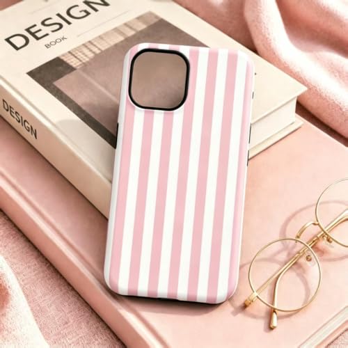 Image of for iPhone 13 /14 Case Cute Phone Case,Compatible with MagSafe,Dual Layer Shockproof Protective Phone Cover,Hard Shell + Silicone Cover,Fashion Design for Women Girls,Striped Pink