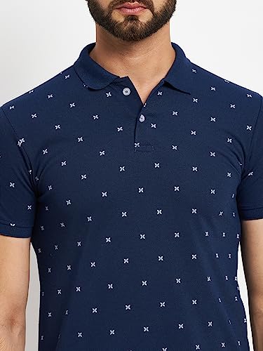 Image of Men's Cotton Half Sleeves Printed Polo T-shirt-POLO105