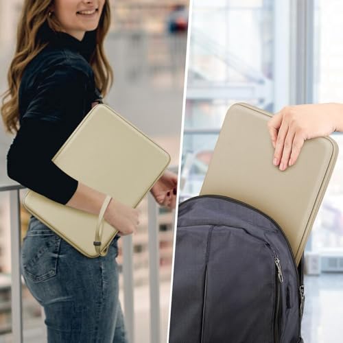 Image of MOCA EVA Hard Laptop Sleeve for 14 inch - 15 inch Laptop MacBook Air 15, HP 15s, Dell Inspiron 15, ASUS Vivobook 15 | Tailored Fit 14.5x10.2 Inch Internal Shockproof Cover (Beige)