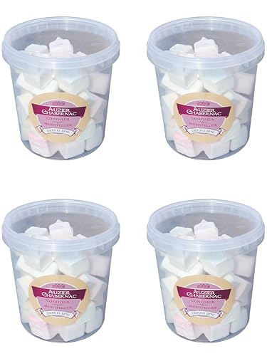 AUZIER CHABERNAC - Confiserie de Tradition - Guimauve conditionnée en pot : (Lot 4 Pots 150g Tutti Frutti : Fraise, ananas, pêche, vanille, grenadine.)