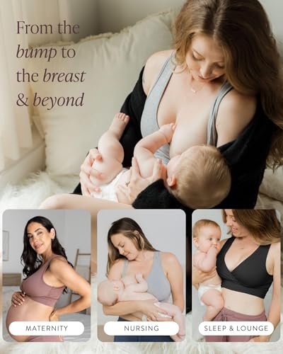Kindred Bravely French Terry Nursing Bra for Breastfeeding and Sleep, Racerback Crossover, Soft and Stretchy Maternity Bra4
