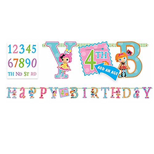 Adorable Lalaloopsy Jumbo Add-An-Age Letter Banner Birthday Party Decoration (1 Piece), Multi Color, 10'.
