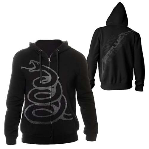 Metallica Black Album Burnished Zip Up Hoodie Black Large | Officially Licensed Merchandise