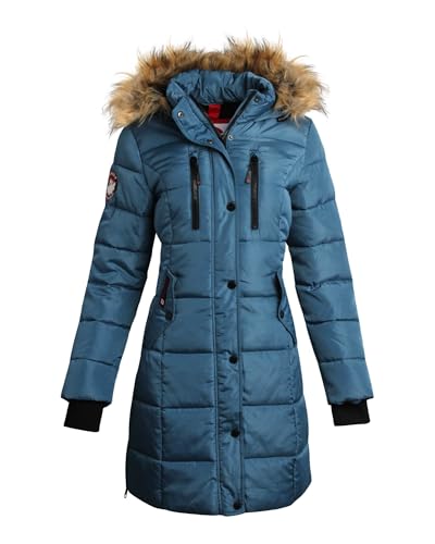 CANADA WEATHER GEAR Womens Long Puffer Coat - Heavyweight Wind Water Resistant Faux Fur Hood Parka Winter Jackets for Women