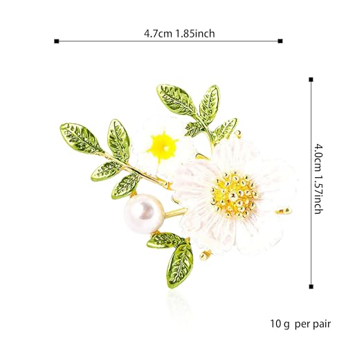 Image of Fashion Flower Brooches for Women Daisy Flower Pearl Chrysanthemum Elegant Enamel Pins Casual Jewelry For Women Party Bag Hat Brooch Pins Accessaries
