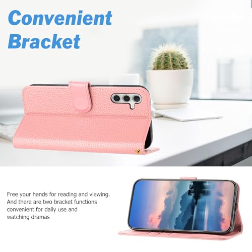 Étui portefeuille Samsung S24 Plus rose idéal pour visionner vos vidéos mains libres