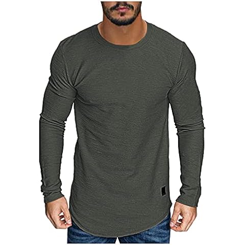 Beokeuioe Camiseta de manga larga con cuello redondo para hombre Cover