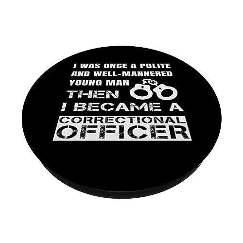 Polite Young Man Became Correctional Officer Corrections PopSockets Swappable PopGrip, Black - Image 2