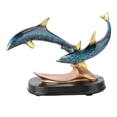 Dolphin Decor Dolphin Decor Dolphin Statue Figurines Resin Dolphin Paperweight Dolphins Leaping Out Of The Waves Statue Beach Seaside Decorations For Home Office Bedroom #TOP24