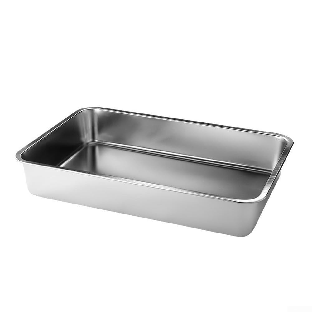 Juego de 2 recipientes gastronorm de acero inoxidable con tapa, bandeja rectangular apilable para buffet y cocina, cuenco profundo para servir 32 x 22 x 20 cm