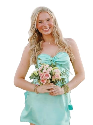 Satin Strapless Homecoming Dresses for Teens 2025 Backless Lace up Mini Prom Dress A Line Short Cocktail Party Dresses