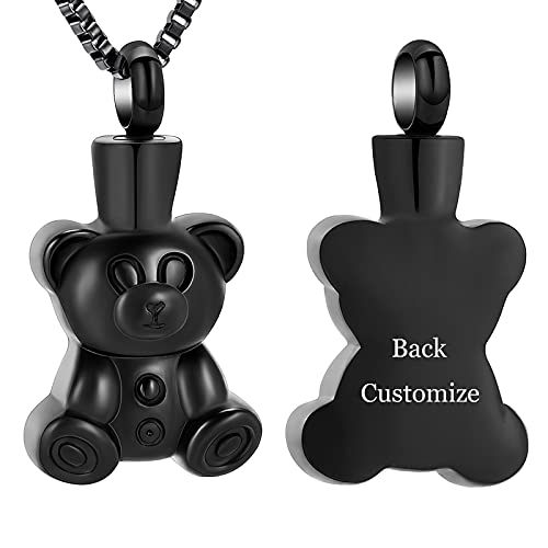 XSMZB Teddy Bear Pet Urn Necklace for Ashes Memorial Pendant Ash Holder Keepsake Stainless Steel Cremation Jewelry (Customize-1)4