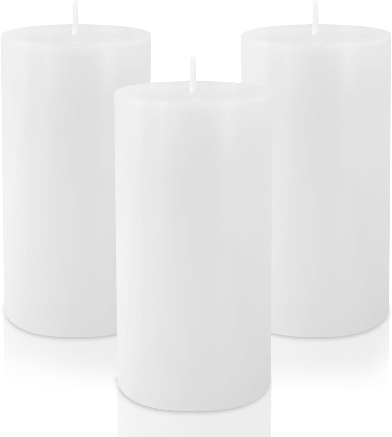 Gadojuewo 3x6 Inch White Pillar Candles Set of 3