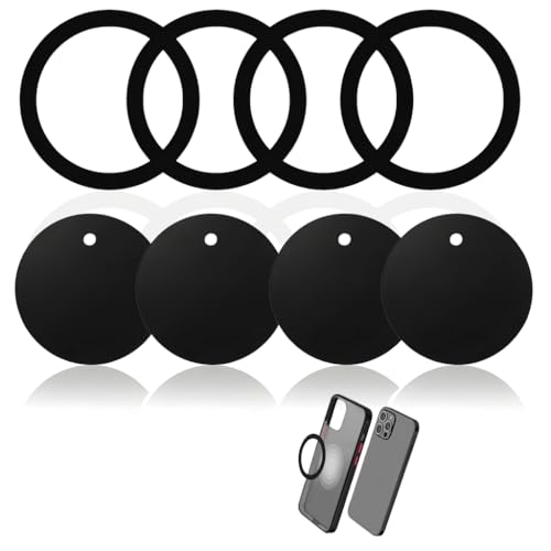 Image of BIJASANI Self-Adhesive Non-Magnetic Metal Rings Use for Phone Holder- Metal Round Plates are Not Made of Magnetic Material, Material :- Alloy Steel (Rings 4 Plates 4)