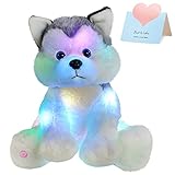 Houwsbaby Light up Husky Stuffed Animal Dog Floppy LED Plush Toy Puppy Night Lights Glow Pillow...