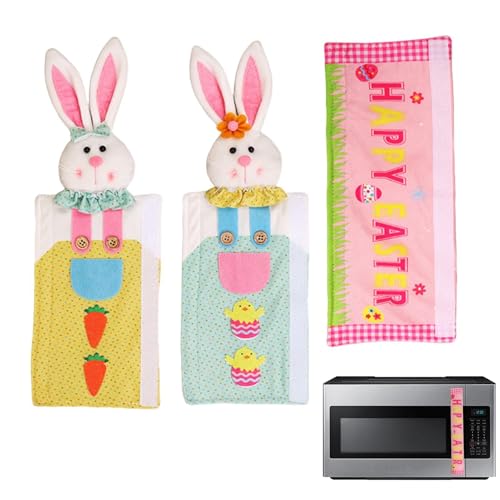 Fundas de asa para conejito - Cubierta de tela linda con para refrigerador, 3 juegos de interiores, mangas duraderas resistentes a las manchas | Lavavajillas Estufa Microondas Manija Envolturas