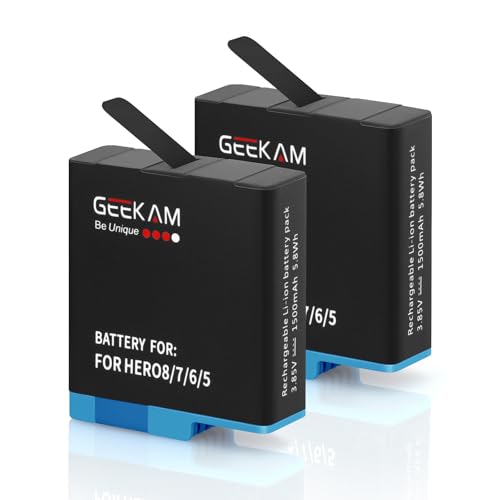 GEEKAM 2 baterías recargables compatibles con GoPro Hero 5 6 7 8