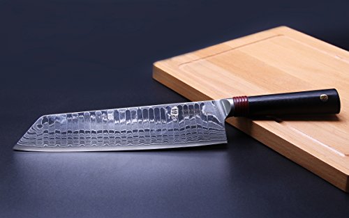 TUO Damascus Kiritsuke Chef knife 8.5 inch - Japanese Damascus AUS-10 67-layers - Dragon Pattern - Dishwasher Proof G10 Handle - Ring-D Series - Thumbnail 7