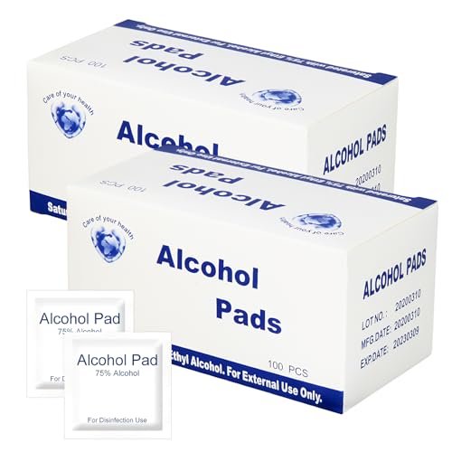200pcs Alcohol Pads, 75% Alcohol Wipes, 6 * 6CM Alkoholtupfer, Einzeln Verpackt Aus Hygienischen Gründen, Geeignet für Geschäftsreisen, Reisen und Den Täglichen Gebrauch