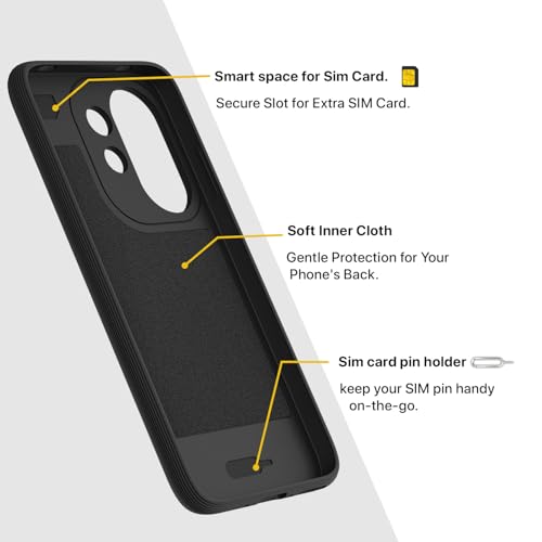 Image of Pikkme Back Cover for Vivo V60 5G / Vivo T4 Pro 5G Camera Protection 3D Hexa Cube Design Silicone Protective Bumper Case (Black)