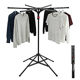 Wapasezyar Standtrockner Wäscheständer Hoch Platzsparend, Wäschespinne mit 6 Flügeln für Draußen Innenbereich, Kleiderständer Klappbar für Camping Drinnen Balkon Duschkabine (Schwarz)