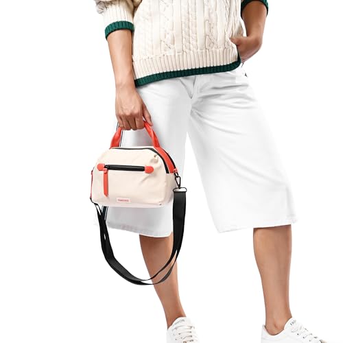 Image of Fastrack Sling Bag for Men & Women | Medium Nylon Sling with Colorblock Design, Zipper Closure, Webbing Strap & Detachable Sling | 2 Compartments with Internal Utility Pockets for Everyday Use