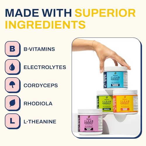 Image of Ethan's Feel Good Pre-Workout & Hydration Drink Mix, 200mg Plant-Based Caffeine, Electrolytes & Adaptogens, Vegan Organic, Pineapple, 30 Servings