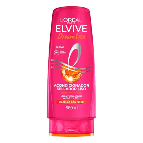 L'Oréal Paris Elvive Dream Liso Acondicionador, Efecto Keratina Anti Frizz Hasta por 72h, Resistente a la Humedad, Cabello Liso y Sedoso, 680ml
