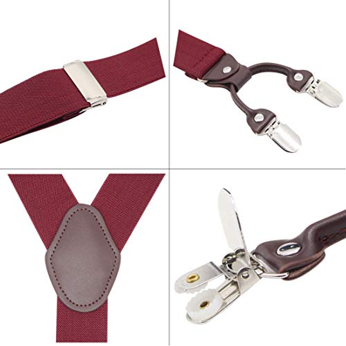 Image of Men's Heavy Duty Y-Back Suspenders, 6 Strong Metal Clips Adjustable Elastic Straps for Work, Tuxedos, and Daily Wear
