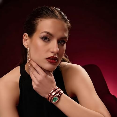 Image of Serpentine Snake Watch for Woman with Spiral Bracelet, Dial Watch for Woman with Quartz, Stylish Analog Waterproof Serpenti Watches Women