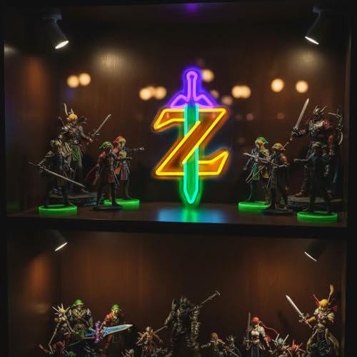 Image of Neon Sign LED Light, Master Sword LED Sign for Gaming Room Decor Gamer Gifts for Game Room Wall Bedroom Decor LED Neon Light for Game Fans (Yellow Z)