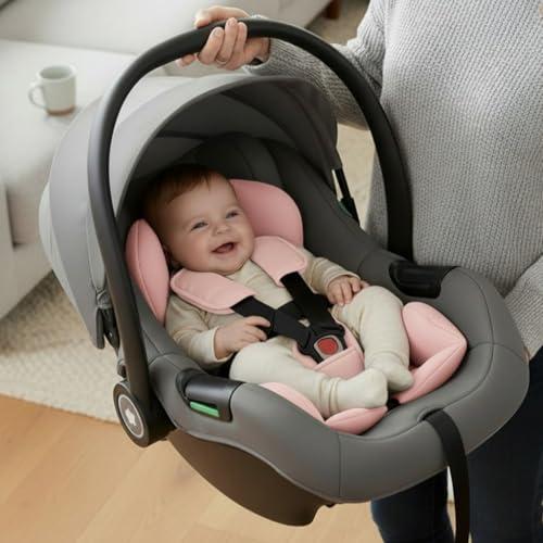 Image of StarAndDaisy 2-in-1 Carry Cot for Newborn Baby /car seat with Adjustable Handle, 3-Point Safety Belt & Removable Canopy /Portable Baby Cot /Baby /Infant Carry Seat for 0-2 Years - Pink
