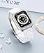 Resin Watch Band with Case Compatible with Apple Watch Band 40mm 41mm 44mm 45mm Women Men Watch Strap with Glitter Bling Protective Cover Wristband for iWatch Series 8 7 SE SE2 6 5 4, White 41mm