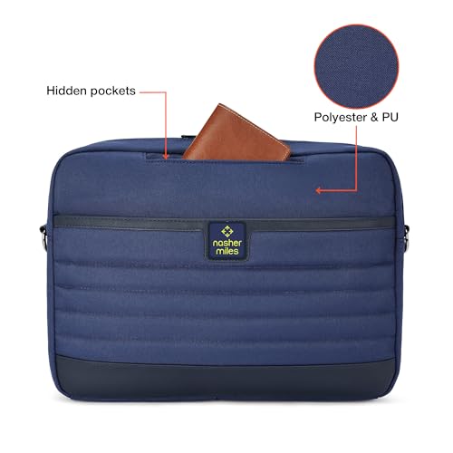 Image of Nasher Miles Briefcase & Messenger Bag | Lightweight PU & Polyester with Adjustable Strap, Fits Laptop | Ideal for Office & Travel | for Men & Women