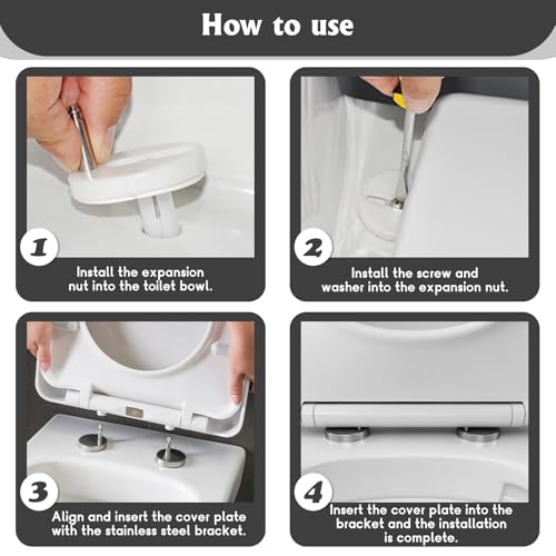 TNEDFOD 4 Stück WC Sitz Befestigung von Oben Toilettensitz Behoben, Expansionsschraube Toilettensitz Befestigung für Toilette Top Montage Schrauben Zubehör, Robustes Schraubenset für Toilettensitze