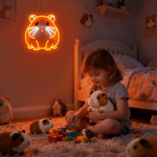 Image of CoolGift Mart Guinea pig Neon Sign, Dimmable Wall Decor Light. Birthday Party Decorations for Home, Patio, Garden, Bars, Restaurants, Hotels, Stores, Clubs, Gift for Friends Family and Kids