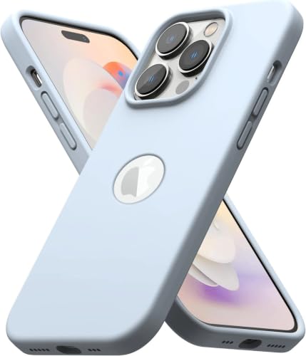 Image of Elzzi Liquid Silicone Cover Compatible with iPhone 14 Pro Case (6.1 inch) 3 Layer Microfiber Lining Covers Phone Cases Full Body Protective Wireless Charging Shockproof Back Cover (Mist Blue)