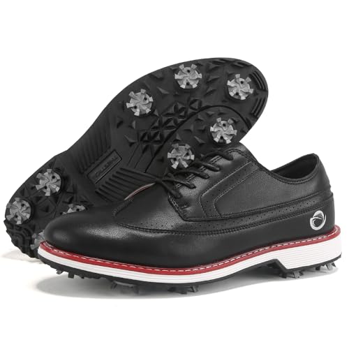 Image of Golf Shoes Men Spikes Classic Golf Footwears Male Walking Sneakers for Golfers Size 7-14