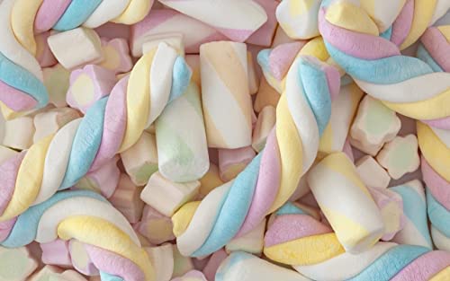 Veganic Marshmallows Twisted Shape Pure Veg- 100gm (50 Pieces) | Strawberry/Vanilla Flavour | Vegetarian Marshmallow Candy - Image 2 thumbnail