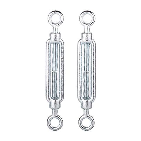 (Pack of 2 pcs) Wire Tensioner 10 x 125 mm Strainer M10 Galvanized Metal DIN 1480 Eye and Eye Rope Cable Tension Heavy Duty (2) Cover