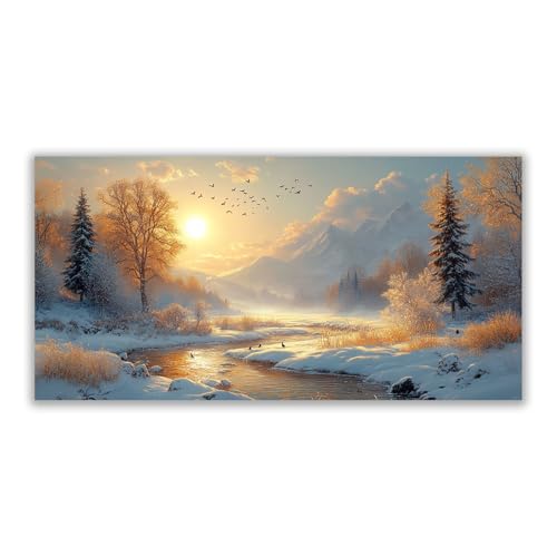 Paysage naturel coucher de soleil pour chambre à coucher déco murale orange moderne 50x100