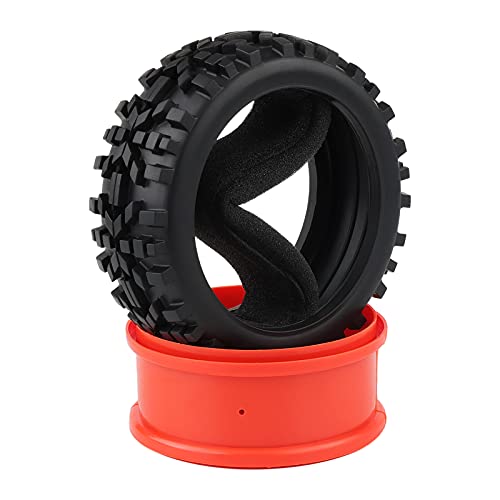 Rowiz Rc Tires Hex 17Mm Wheels Red Hard Dish Rim Soft Rubber Tires For 1:8 Off Road Buggy Typhon, Pack Of 4 #TOP2