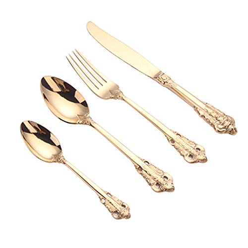Zkbszn Tableware,4 Pieces Silverware Flatware Cutlery Set Stainless Steel Utensils Service Include Fork Spoon Dishwasher Safe