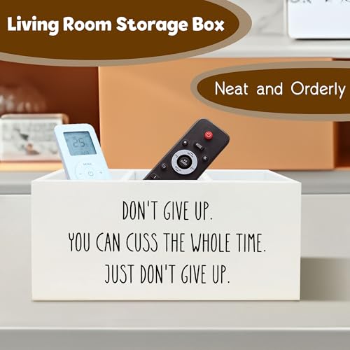 Image of Funny Motivational Pen Holder for Desk, Humorous Inspirational Gifts for Coworkers Friends Women Men, Don't Give Up Funny Wooden Pen Pencil Holder Organizer for Office Desk Accessories