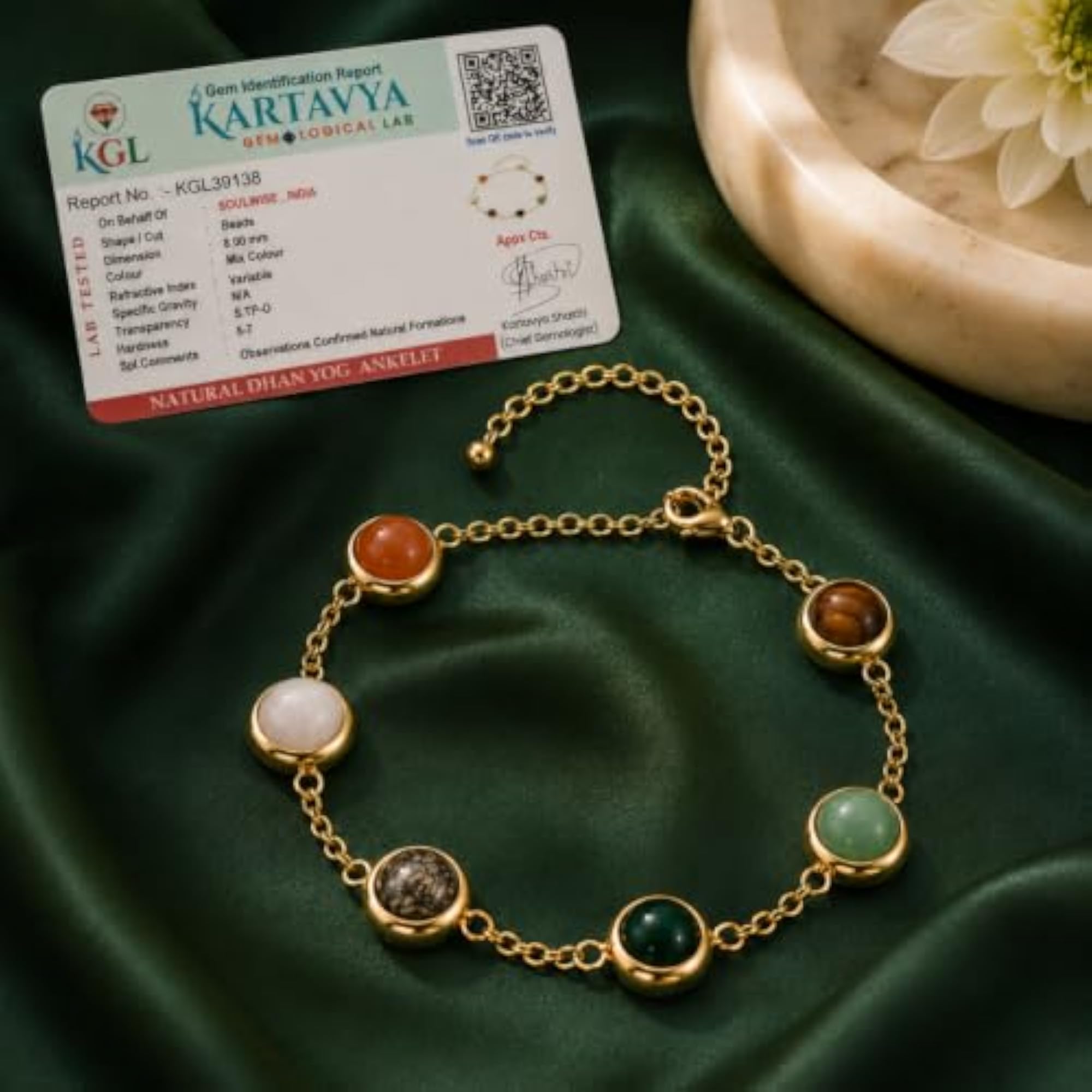 Soulwise Premium Dhan Yog Gemstone Anklet for Women